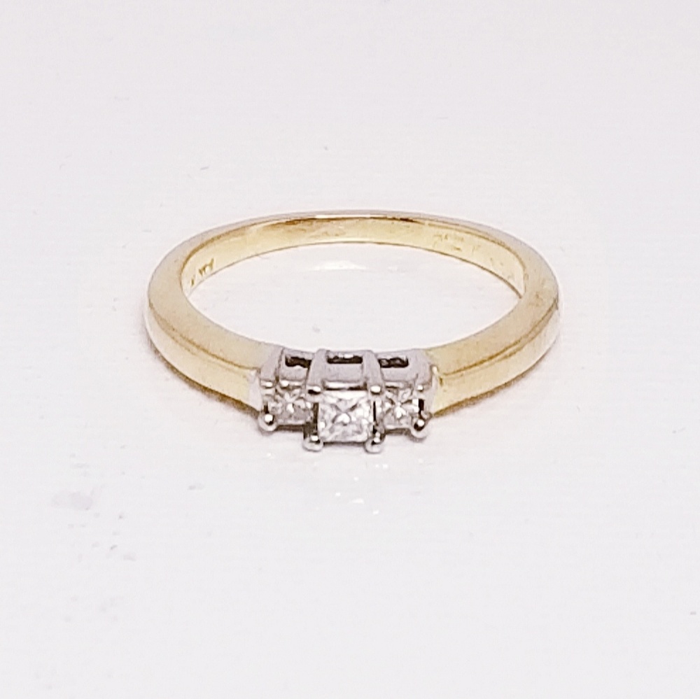 14k 3 princess cut diamond engagement promise ring